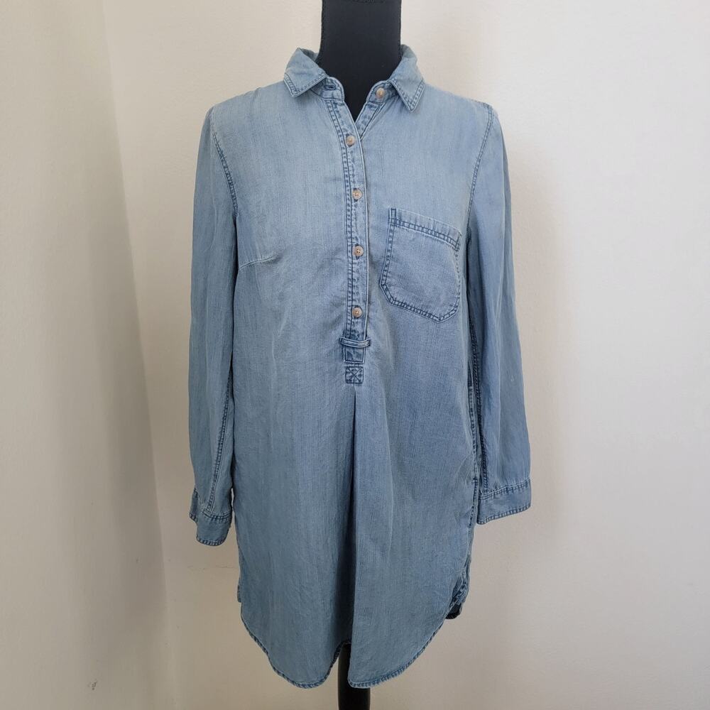 American Eagle Outfitters Denim Chambray Button Small Long‎ Sleeve Dress Casual